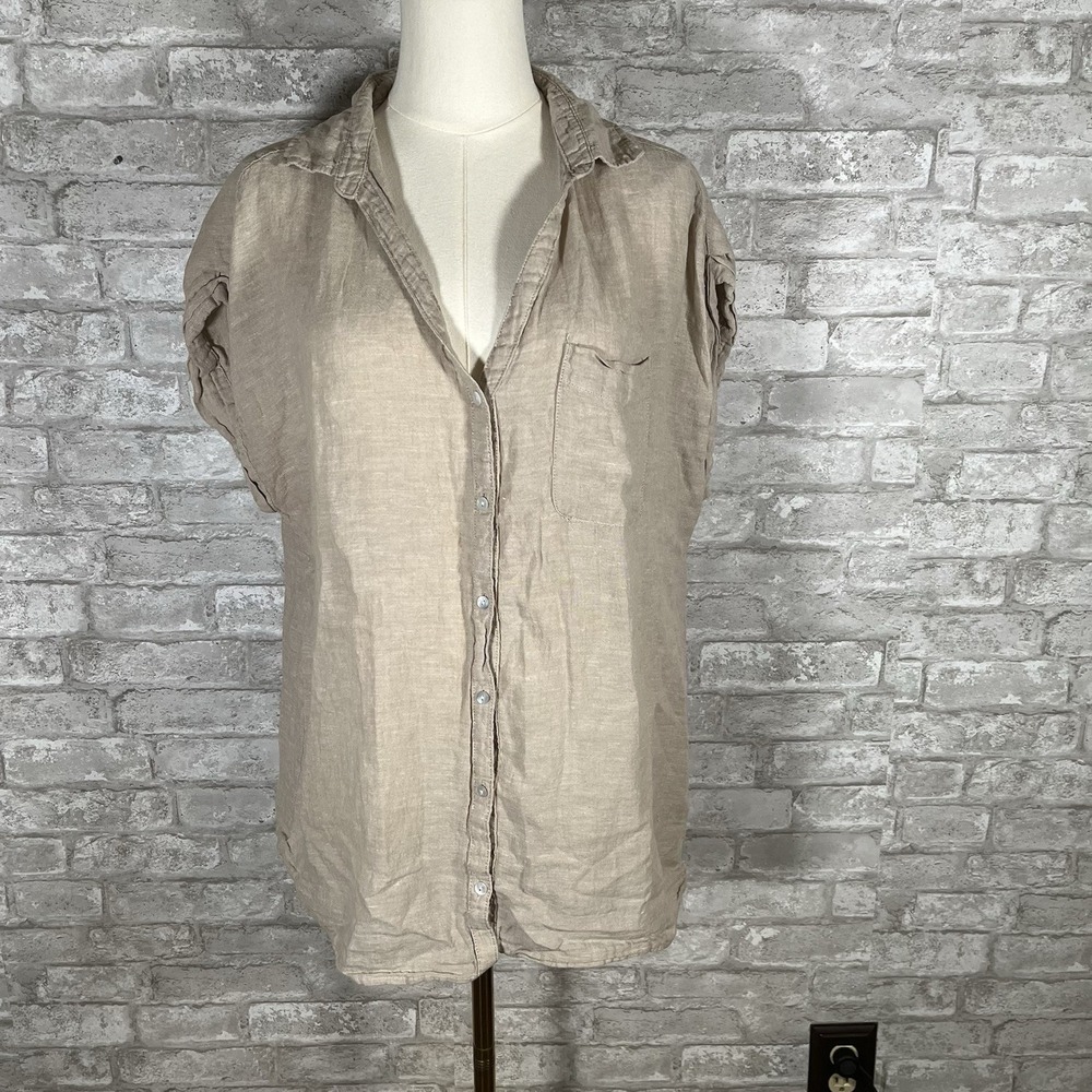 Rachel Zoe 100% Linen Top European Grown Flax Size Large